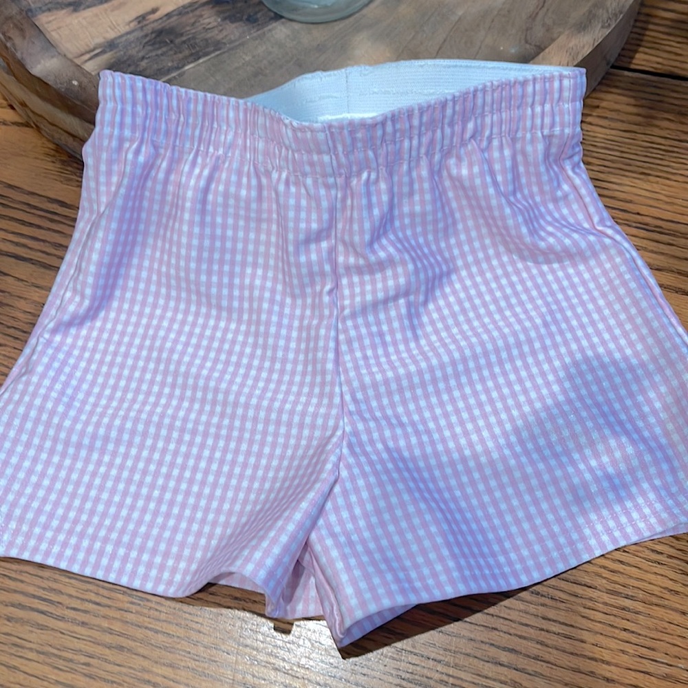 Terez girls pink and white gingham shorts size 6x